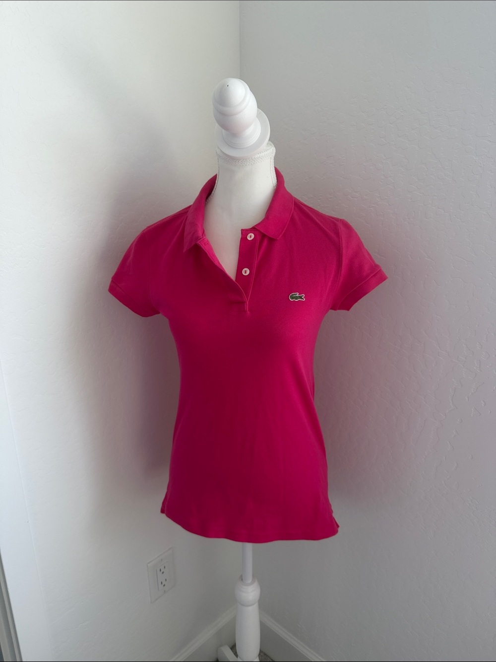 Lacoste Women's Bright Pink Short Sleeve Polo